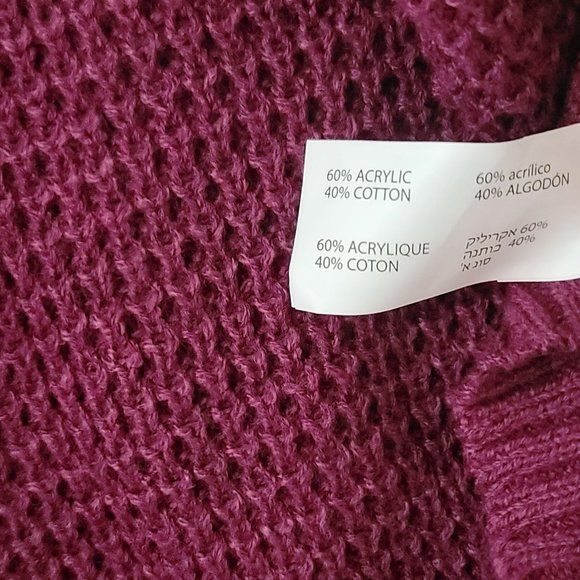 Black Tape Waffle Knit Sweater Size 2X Magenta Crew Neck Round Hem - Picture 5 of 5